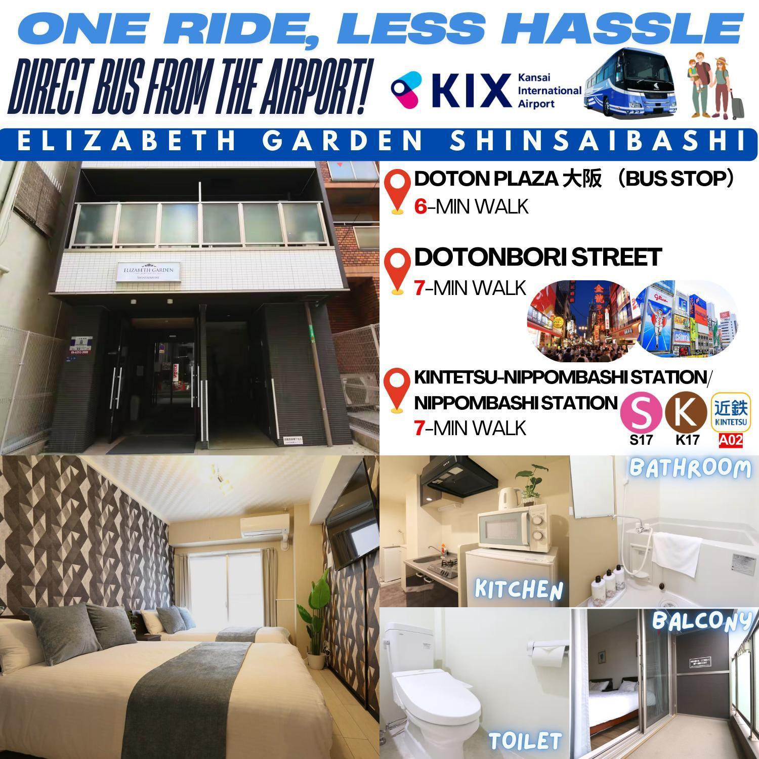 Apartamento Elizabeth Garden Shinsaibashi Osaka Exterior foto